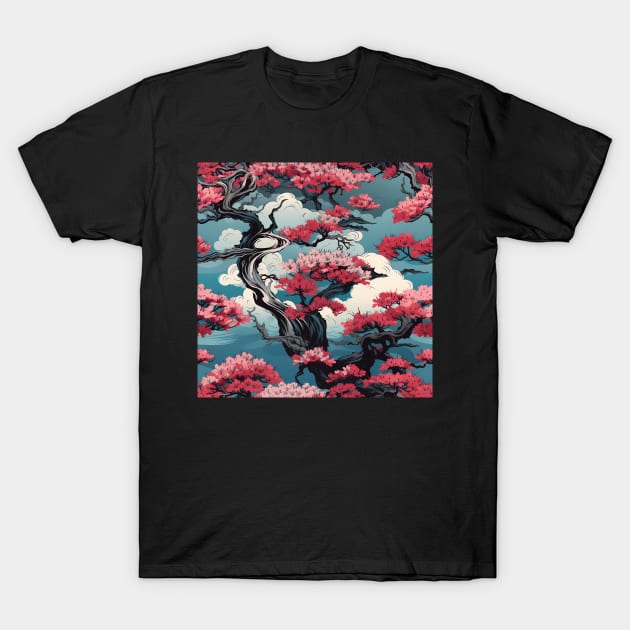 Sakura bonsai tree pattern T-Shirt by LittleNippon